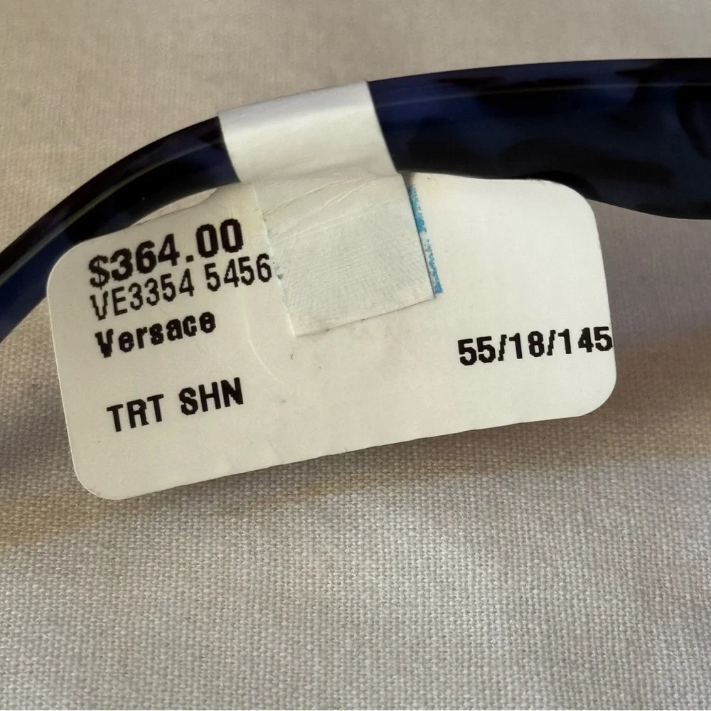 •Versace VE3354 Top Black/Havana Blue Acetate Rectangle Glasses Frame NWT